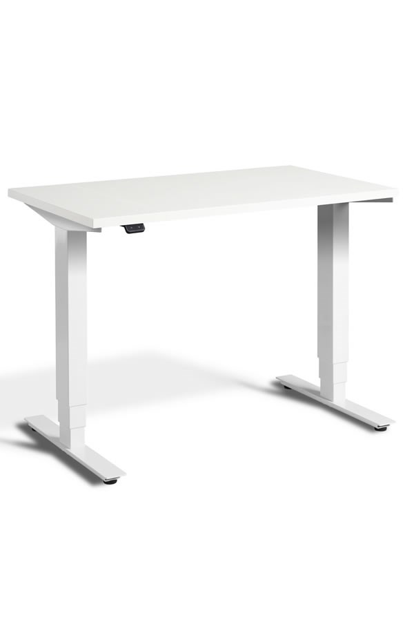 Small Standing Height Adjustable Desk 1000mm x 600mm White Top