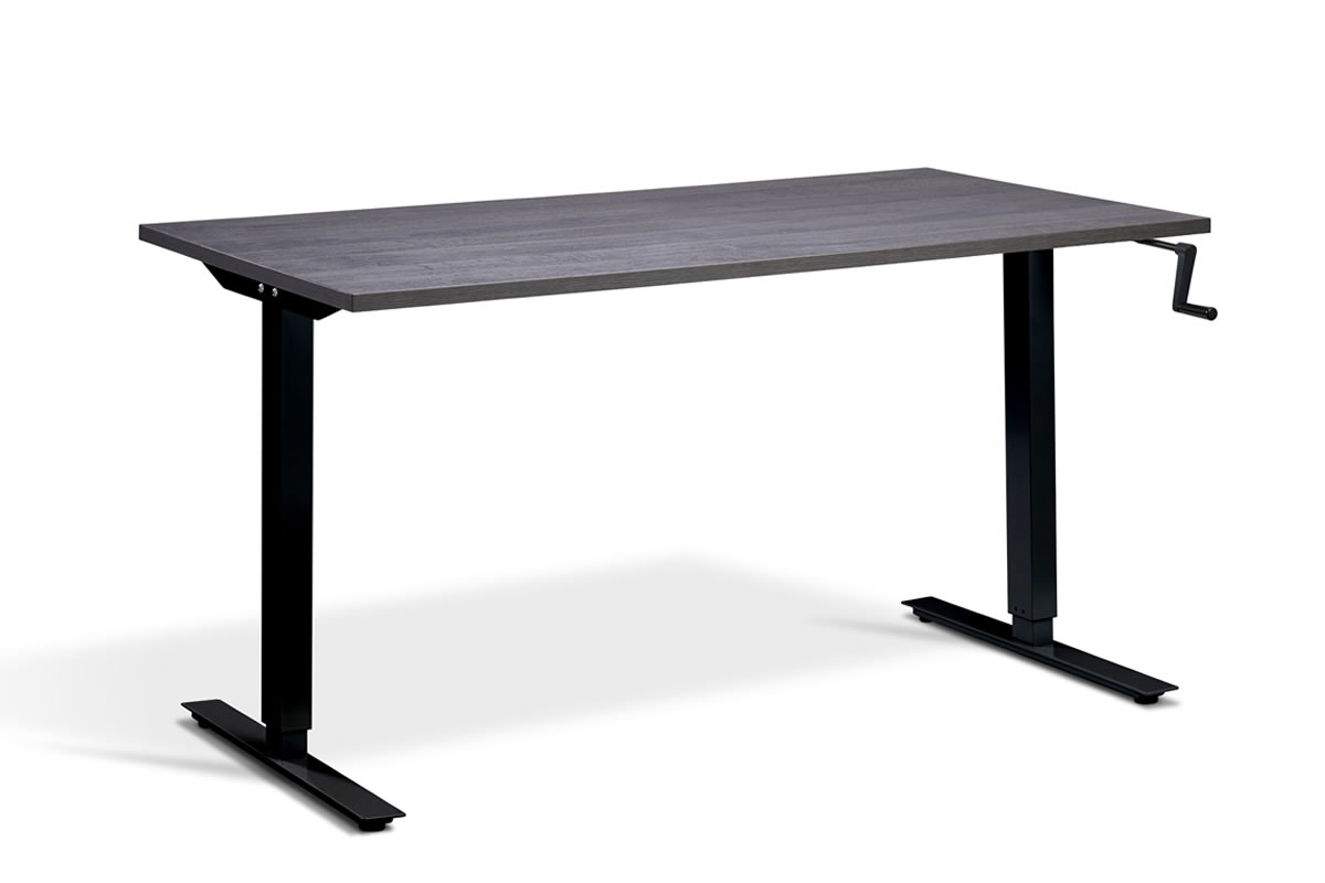 View Oak Standing Desk Manual Adjustment 1200mm x 800mm Anthracite Sherman Oak Black Frame Solo information