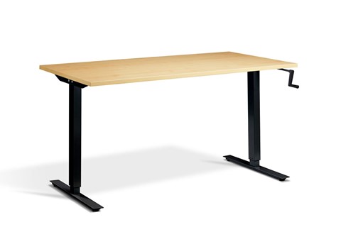 Solo Hand Crank Rectangular Height Adjustable Desk - 1200mm x 800mm Oak Black 