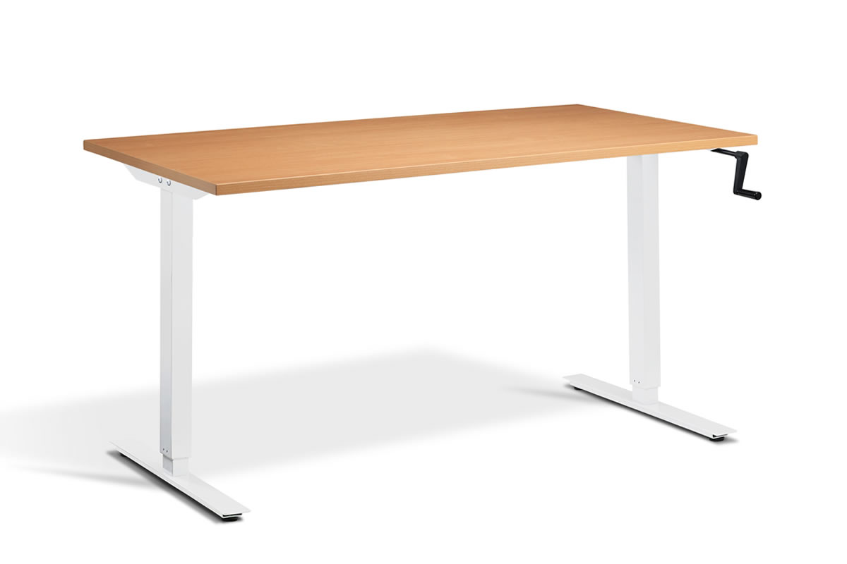 View Rectangular Solo Hand Crank Beech Height Adjustable Standing Office Desk 3 Desk Sizes 3 Frame Colours information