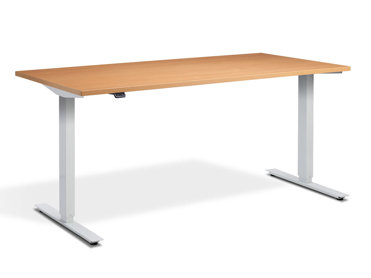 View Electric Beech Height Adjustable Standing Office Desk Dual Motor 4 Desk Sizes 3 Frame Colours Zero information