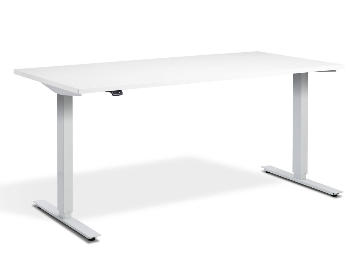 View Electric White Height Adjustable Standing Office Desk Dual Motor 4 Desk Sizes 3 Frame Colours Zero information