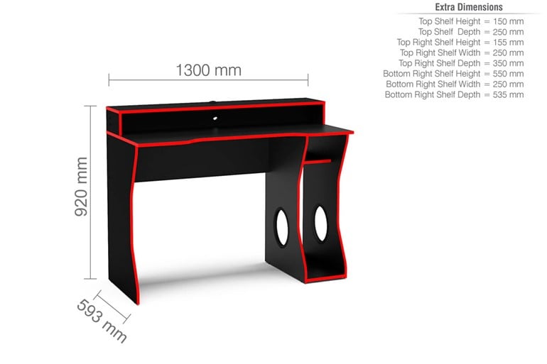 Enzo Black and Red Gaming Computer Desk