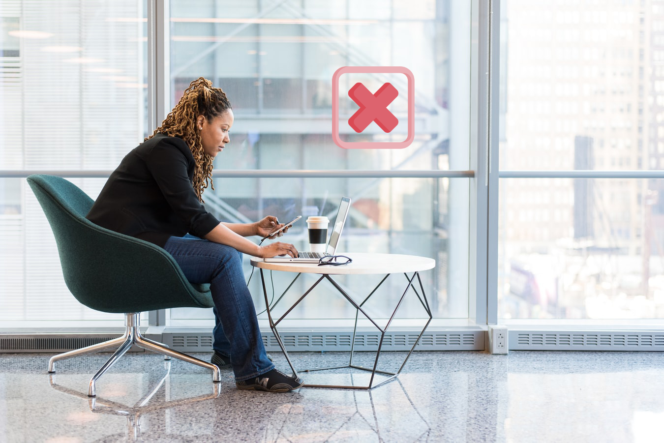 woman sitting with poor posture