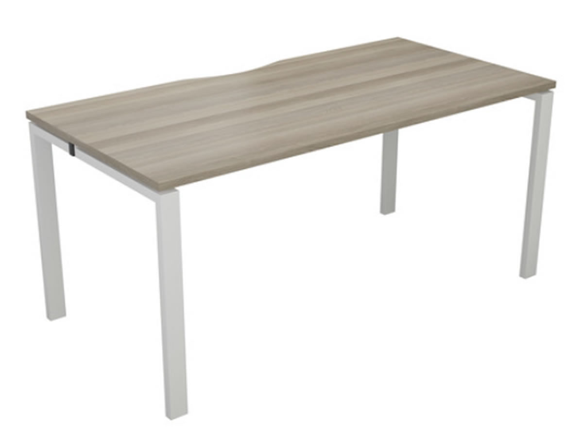 View Kestral Grey Oak 1 Person Single Bench Desk 1600mm White information