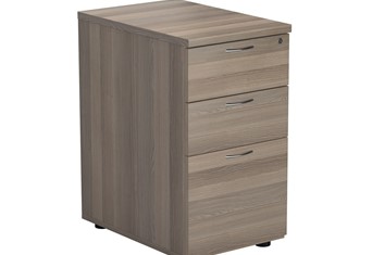 Kestral Grey Oak 3 Drawer Desk High Pedestal