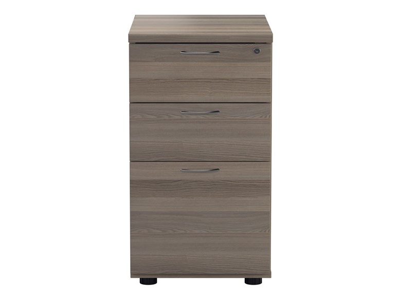 Kestral Grey Oak 3 Drawer Desk High Pedestal