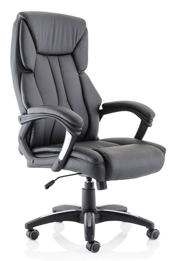 View Black High Black Executive Office Chair Suits Larger User Deeply Padded Armrests Seat Height Adjustment Backrest Reclines Stratford information