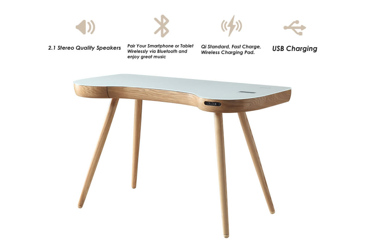 View Wooden Smart Speaker and Charging Desk Oak or Walnut San Francisco information