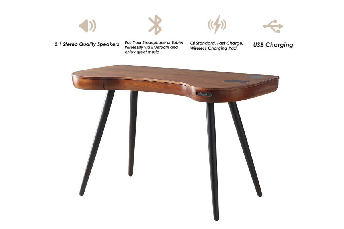 View Walnut San Francisco Smart Speaker and Charging Desk PC711 Jual information