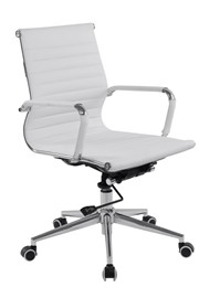 Aura Contemporary Sleek Leather Task Office Chair - White