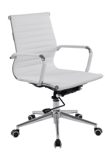 Modern Medium Back Leather Office Chair, Modern Task Chair With Arms