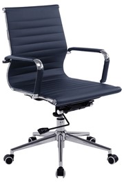 Aura Contemporary Sleek Leather Task Office Chair - Black