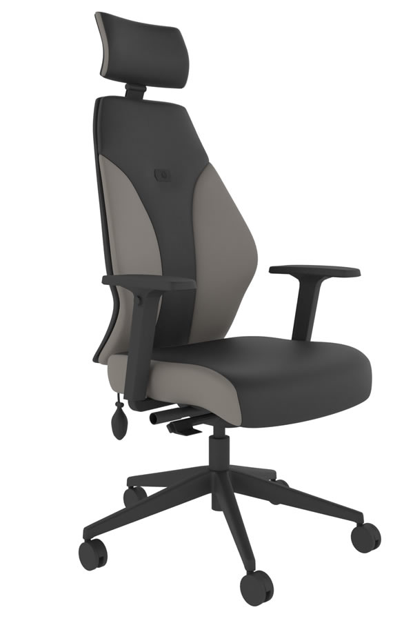 View Grey Black High Back Ergonomic Office Chair Padded Seat With Tilt Seat Slide Lumber Support Height Adjustable UK Made With Long Guarantee information