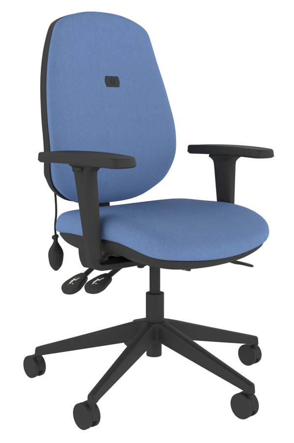 View Blue Ergonomic Fabric Office Chair Inflatable Lumber Support Seat Tilt Seat Slide Height Adjustable Backrest Height Adjustable Arms information