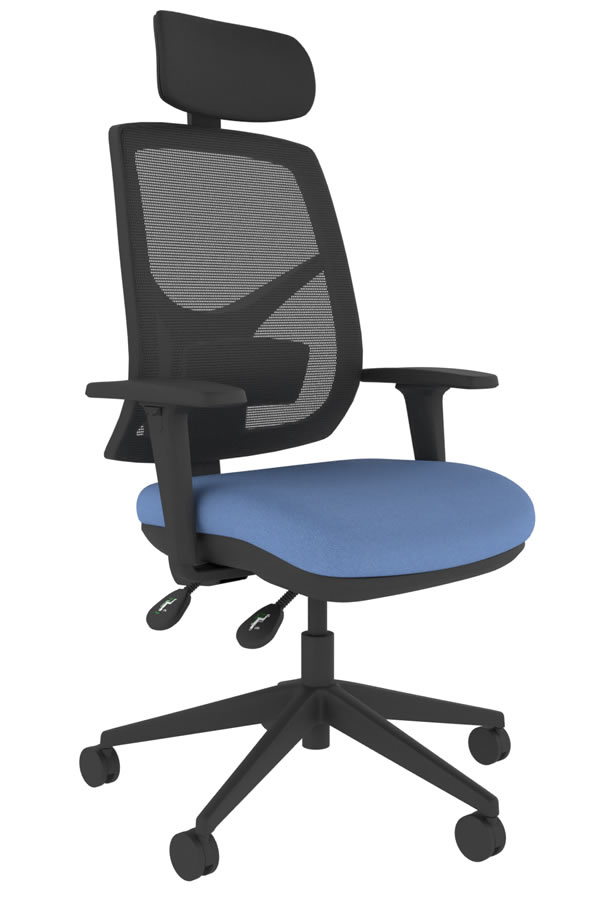 View Ergo Fix Ergonomic High Back Mesh Office Chair Light Blue Fabric Seat Seat Depth Adjustment Height Adjustable Seat Backrest Adjustable Arms information