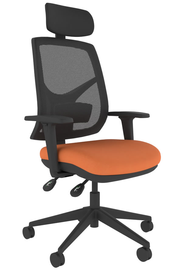 View Ergo Fix Ergonomic High Back Mesh Office Chair Orange Upholstered Seat Seat Depth Adjustment Height Adjustable Seat Backrest Adjustable Arms information
