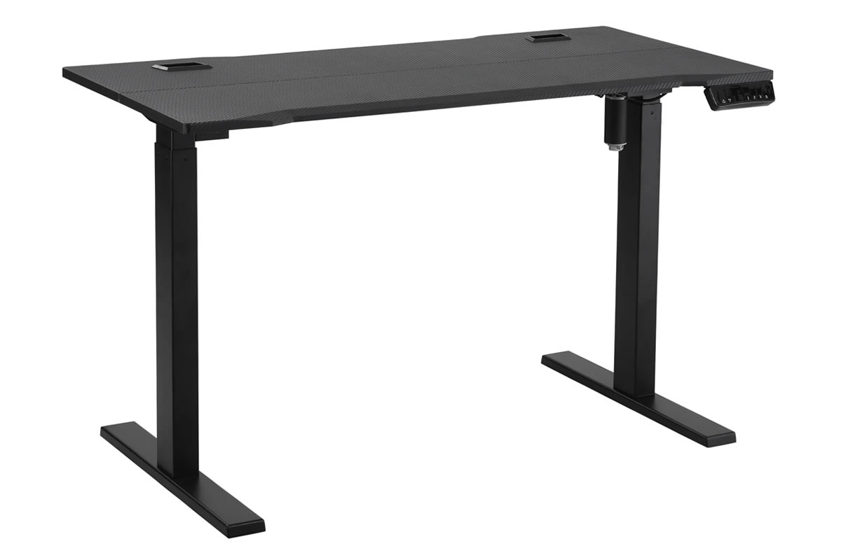 View Black Electric Ergonomic Height Adjustable Desk 1200mm x 600mm AntiScratch Resistant Surface Steel Robust Frame Helps With Body Posture information