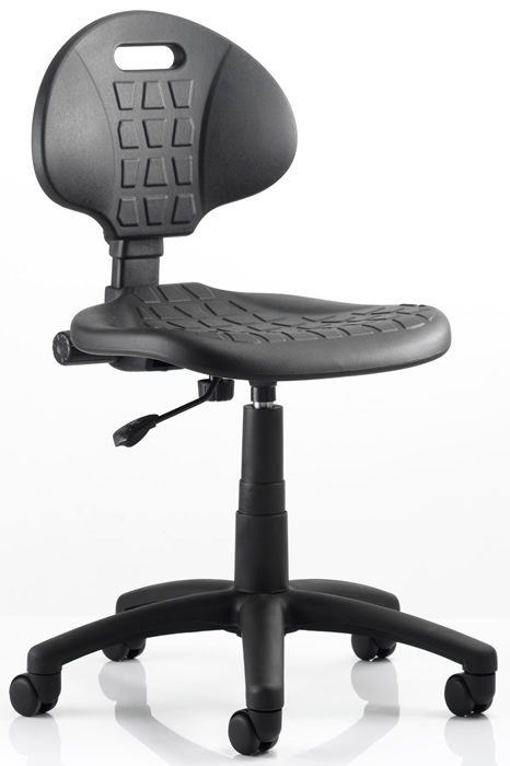 View PU Technician Durable Industrial Laboratory Chair Black Lab Stool On Wheels Tilt Backrest Adjustable Height information