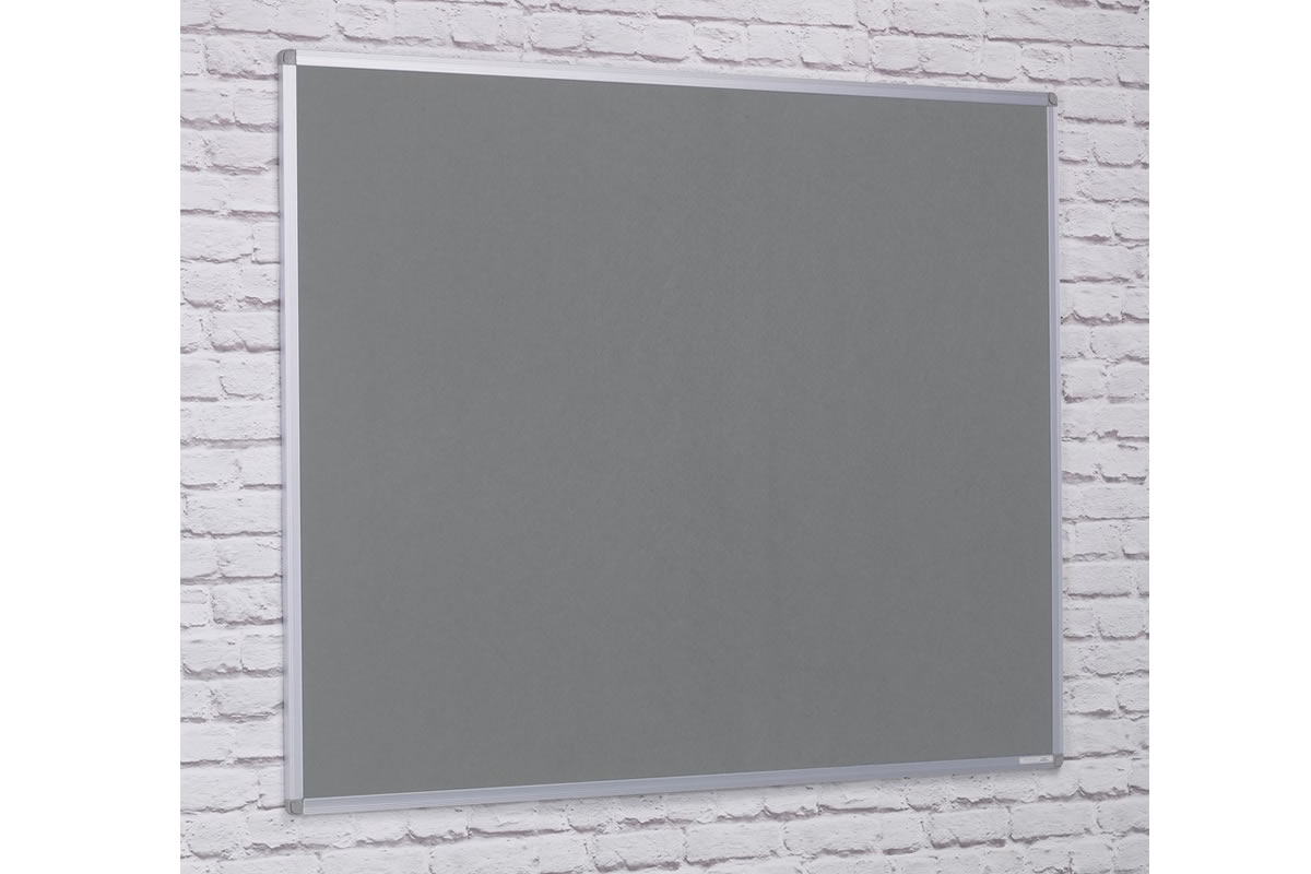 View Grey Wall Mounted Aluminium Frame Felt Noticeboard For Schools Offices 1200mm x 1200mm Pin Board Fire Retardant Felt Spaceright information