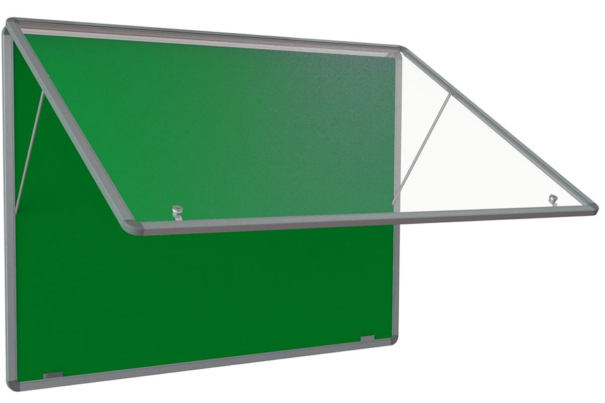 View Green Wall Mounted Lockable Noticeboard 1200 x 900mm Aluminium Frame Clear Plastic Doors For Safety Wall Fixings Included Flameshield information