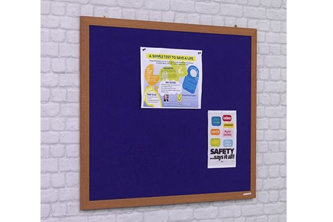 Eco Friendly Wood Effect Noticeboard - 900 x 600mm Blue 