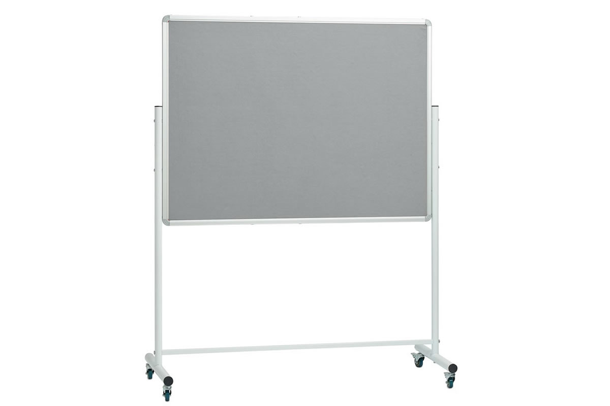 View Grey Fabric 1200 x 1200mm Aluminium Frame Double Sided Landscape Mobile Pinboard Mobile Noticeboard Aluminium Frame White Steel Frame information