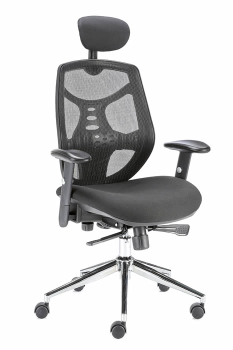 View Black High Back Mesh Ergonomic Computer Desk Chair Adjustable Headrest Knee Tilt Seat Function Height Adjustable Arms 3 Colours Polaris information