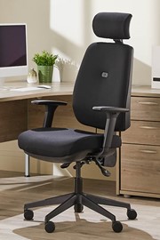 Saturn Ergonomic Deeply Padded Fabric Office Chair - Black