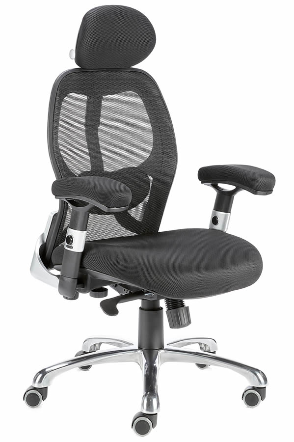 High Back Mesh Office Chair With Headrest Deeply Padded Seat