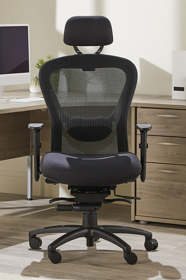 View Bariatric Heavy Duty Mesh Office Computer Chair Ergonomic Functions With Seat Slide Height depth Adjustable Lumbar Support Headrest Strata information