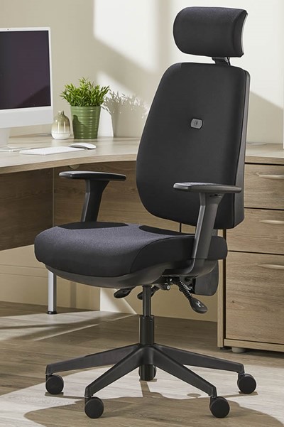 Ergonomic Fabric Office Chair - Height Adjustable Back - Saturn