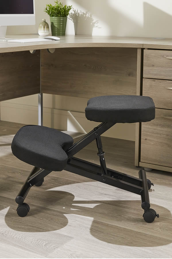 View Black Ergonomic Home Office Posture Kneeling Chair Padded Support Cushion Ergonomic Kneeling Office Stool On Wheels Robust Metal Frame information