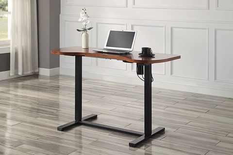 Curved Height Adjustable Desk - Walnut 