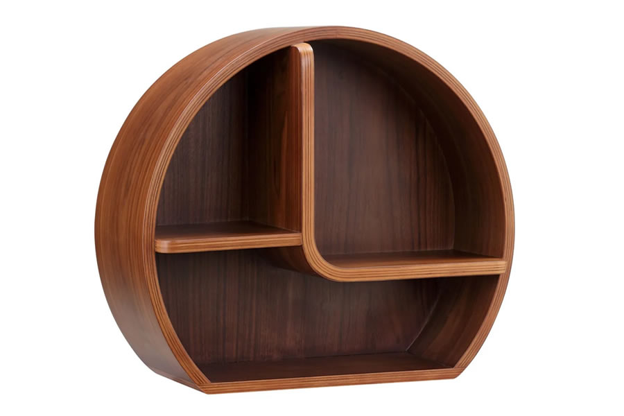 View Wooden Curved Wall Shelf 2 Wood Finishes San Francisco information