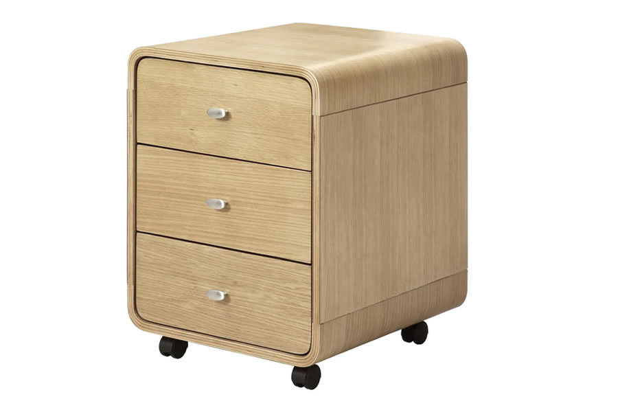 View Oak Curved 3 Drawer Mobile Pedestal With Castors information