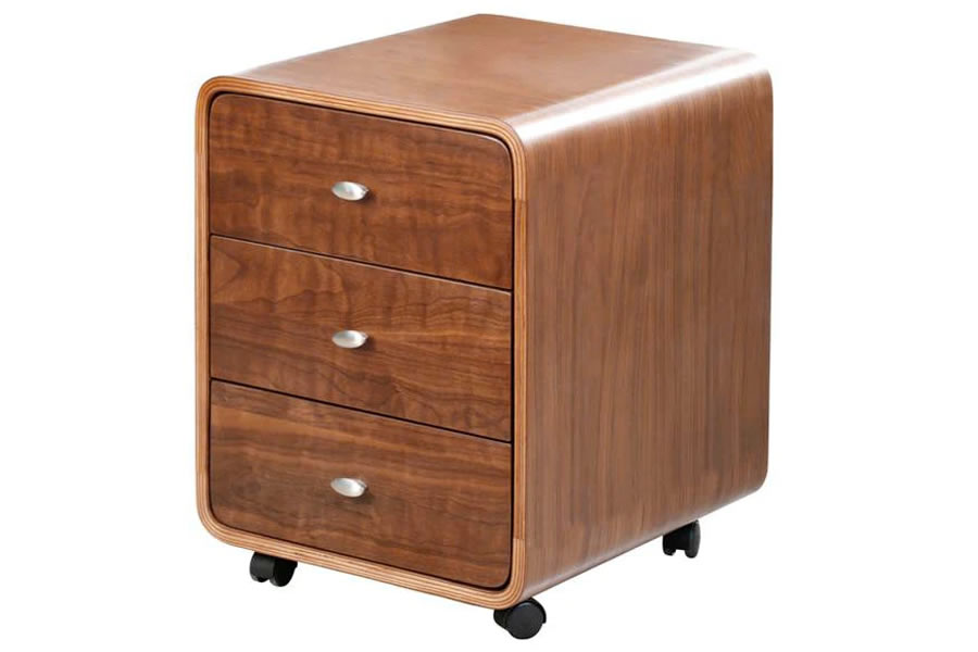 View Walnut Curved 3 Drawer Mobile Pedestal With Castors information