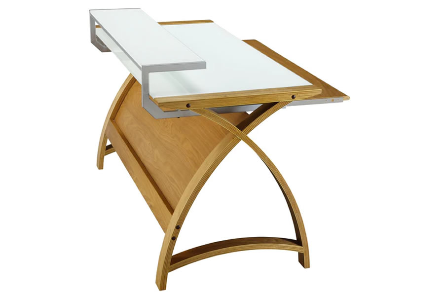 Small curved shop computer desk