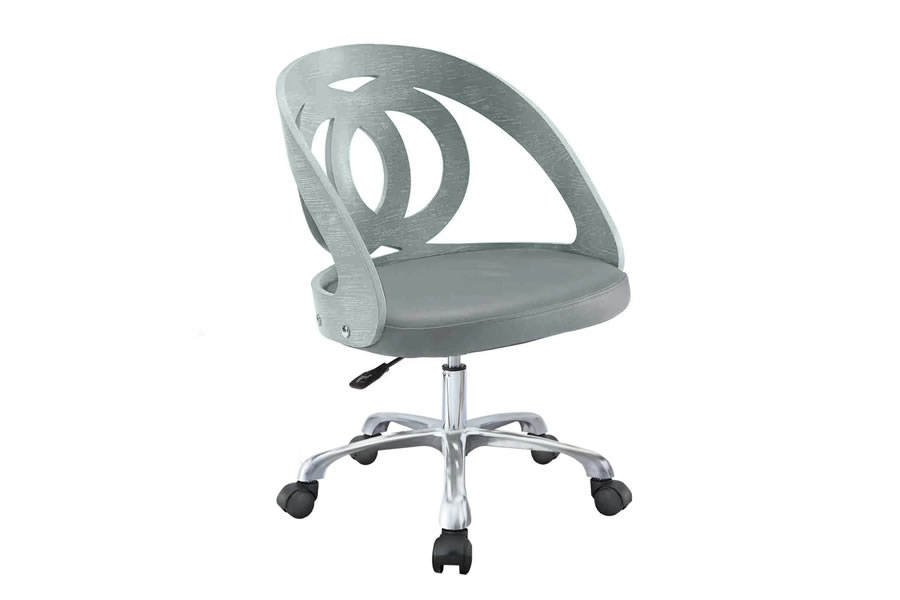 View Grey Curve Designer Office Chair With Wooden Backrest information