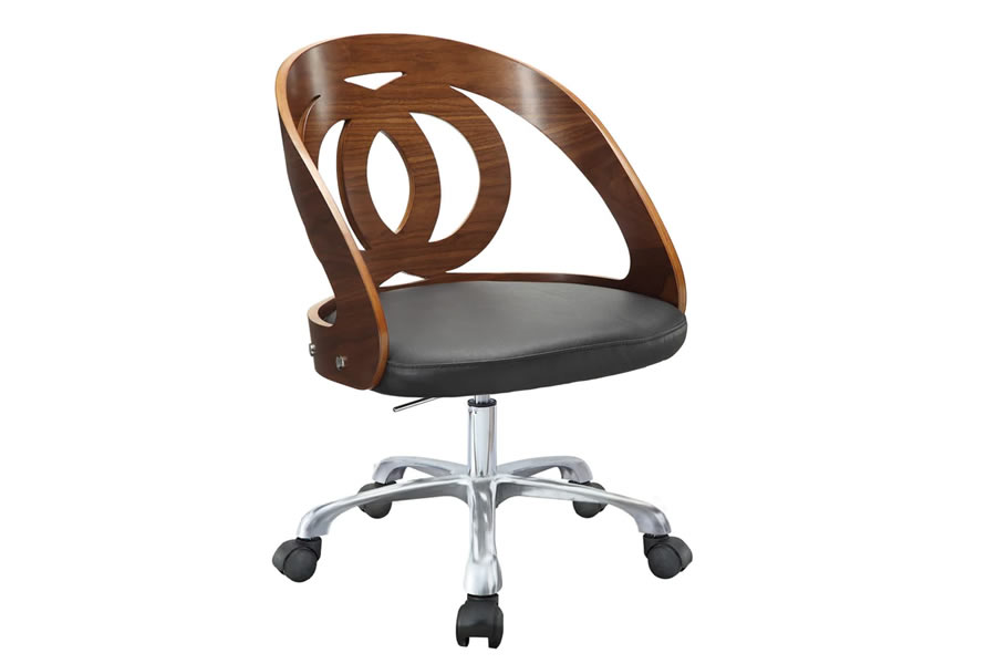 View Walnut Curve Designer Office Chair With Wooden Backrest information