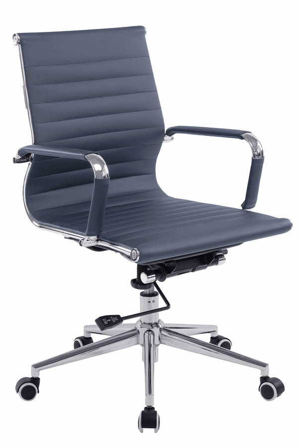 View Grey Modern Medium Back Office Chair Chrome Frame information