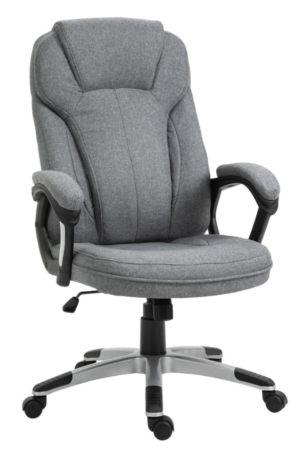 View Grey Fabric High Back Ergonomic Home Office Chair Deeply Padded Seat Backrest Padded Loop Arms Easy Glide Wheels Maddingly information