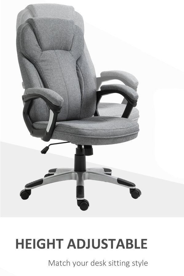 Maddingly Grey Fabric Ergonomic Office Chair With Fixed Arms