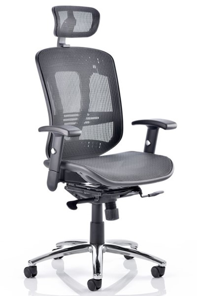 Black High Back Mesh Office Chair With Headrest - Lumber Support ...