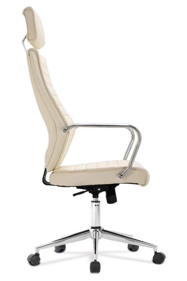 Cream Leather High Back Executive Office Chair With Fixed Arms Atlas