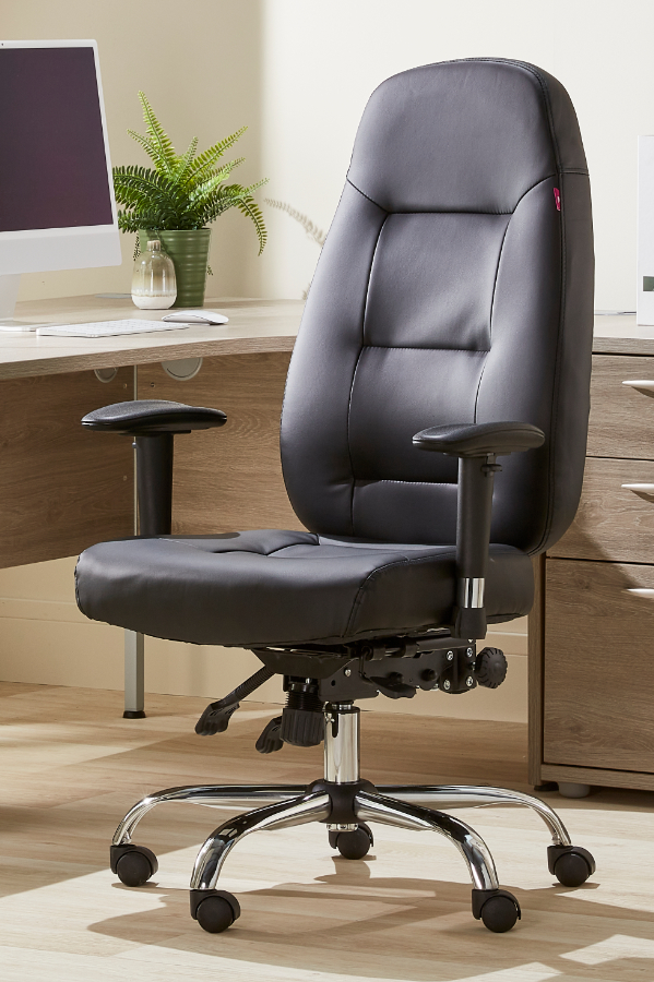 View Bariatric Heavy Duty Leather 24Hour Operator Chair Ergonomic 28 Stone Weight Tested Adjustable Height Tilting Backrest Deeply Padded Seat information
