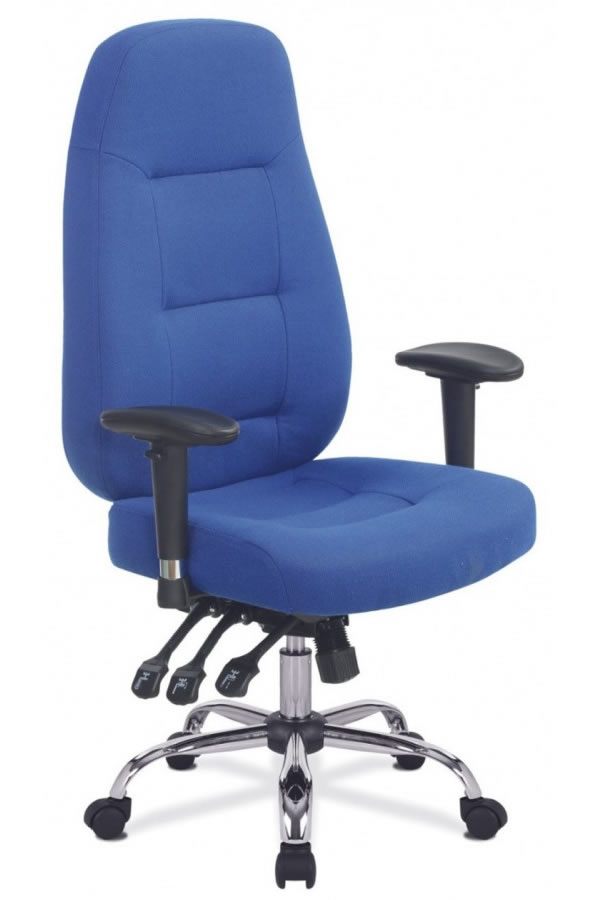 View Babylon Blue Fabric Bariatric High Back 24Hour Heavy Usage Operator Chair Height Adjustable Backrest Seat Slide Seat Height Adjustment information