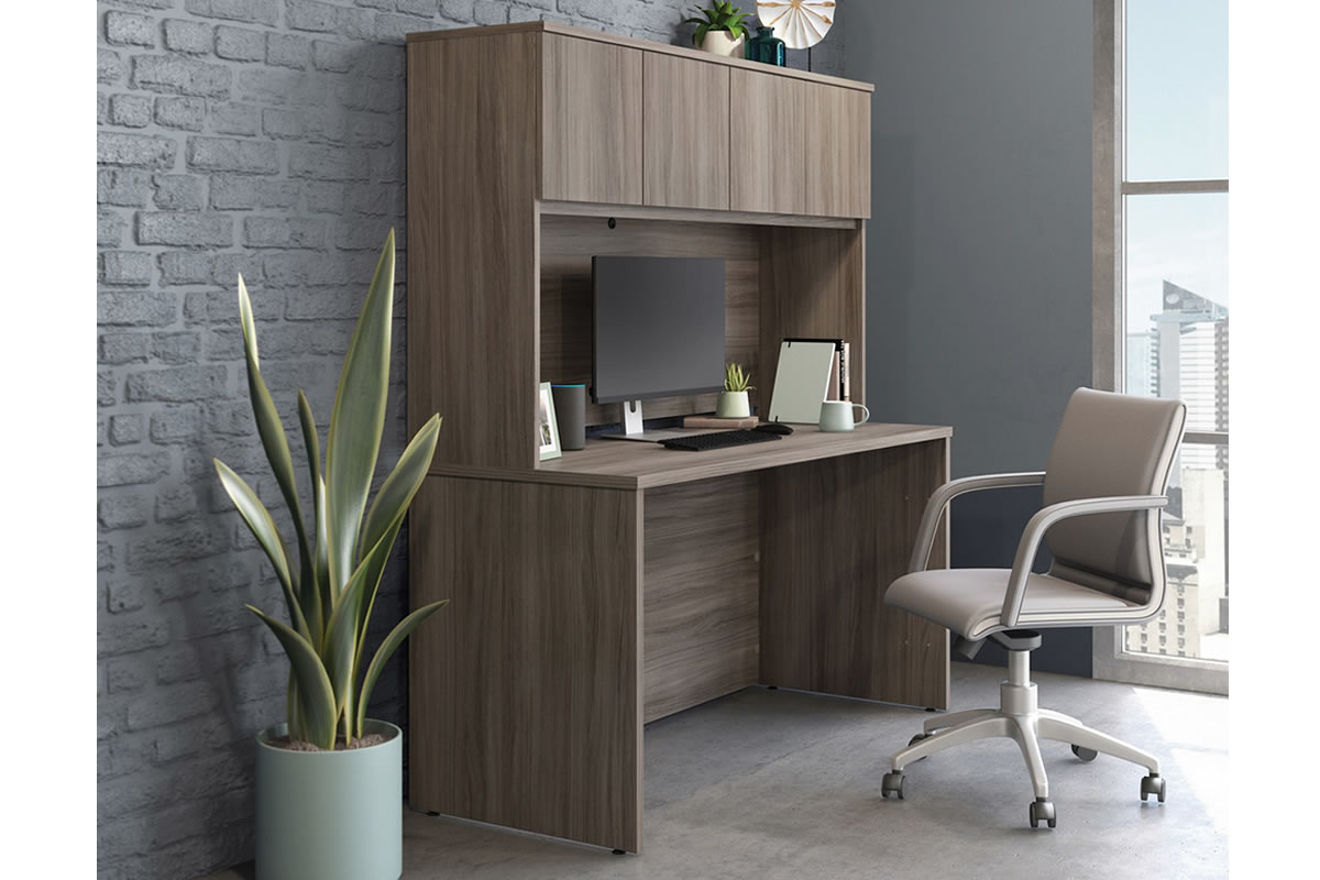 View Grey Oak Rectangular Desk Storage Hutch 2 Sizes Affiliate information