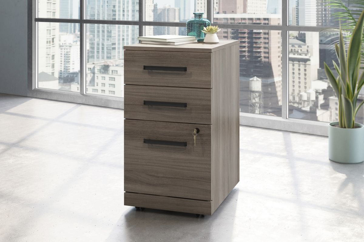 View Grey Oak Lockable 3 Drawer Mobile Pedestal Affiliate information