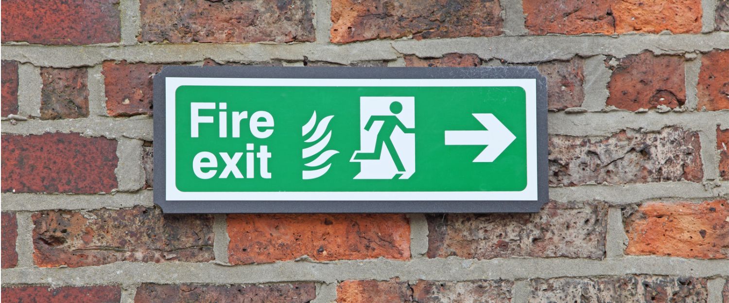 office building fire exit sign